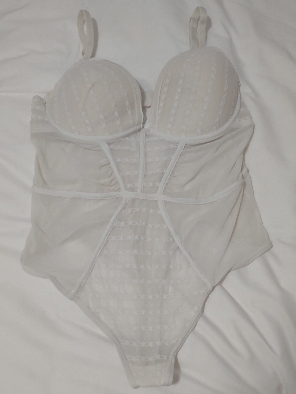 Jessica Simpson White Lace Sheer Bodysuit